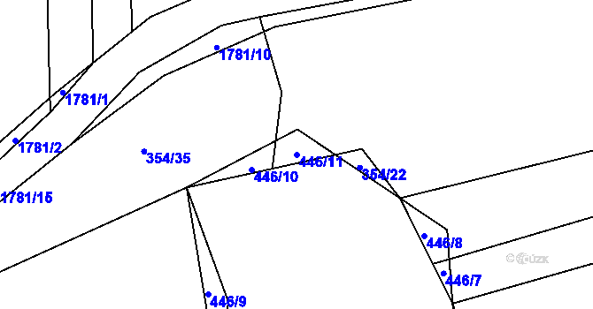 Parcela st. 446/11 v KÚ Strýčkovice, Katastrální mapa