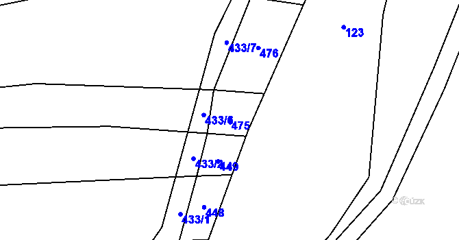 Parcela st. 475 v KÚ Strýčkovice, Katastrální mapa