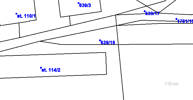 Parcela st. 639/13 v KÚ Strýčkovice, Katastrální mapa