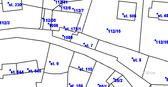 Parcela st. 7 v KÚ Středokluky, Katastrální mapa