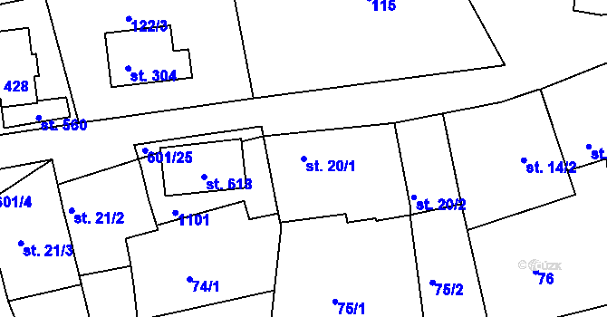 Parcela st. 20/1 v KÚ Středokluky, Katastrální mapa