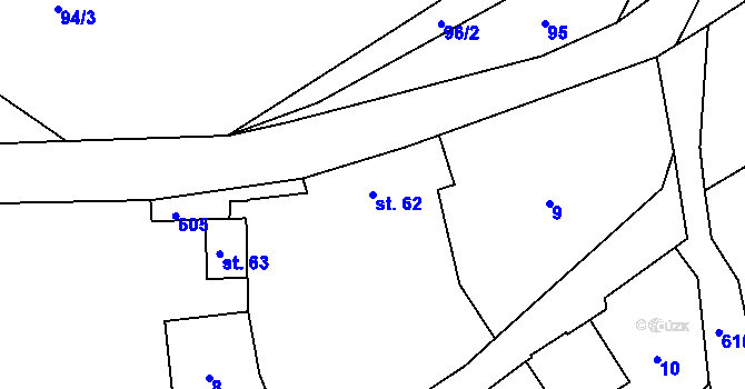 Parcela st. 62 v KÚ Středokluky, Katastrální mapa