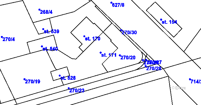 Parcela st. 171 v KÚ Středokluky, Katastrální mapa