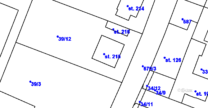 Parcela st. 215 v KÚ Středokluky, Katastrální mapa