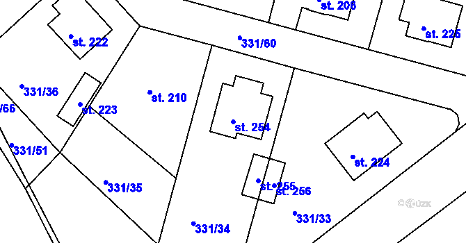 Parcela st. 254 v KÚ Středokluky, Katastrální mapa
