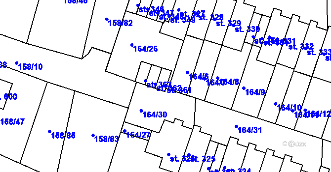 Parcela st. 361 v KÚ Středokluky, Katastrální mapa