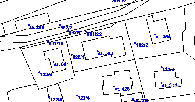 Parcela st. 393 v KÚ Středokluky, Katastrální mapa