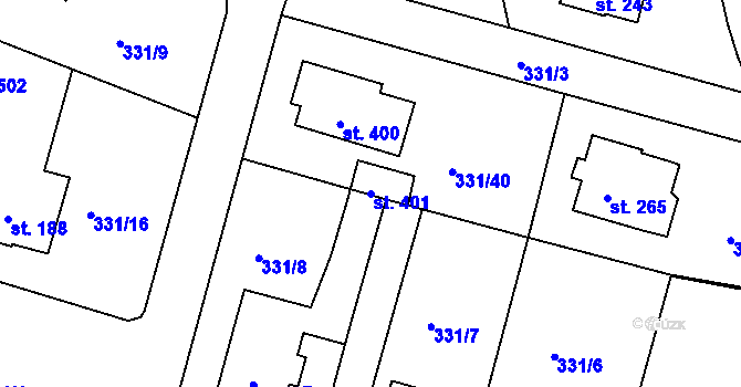 Parcela st. 401 v KÚ Středokluky, Katastrální mapa