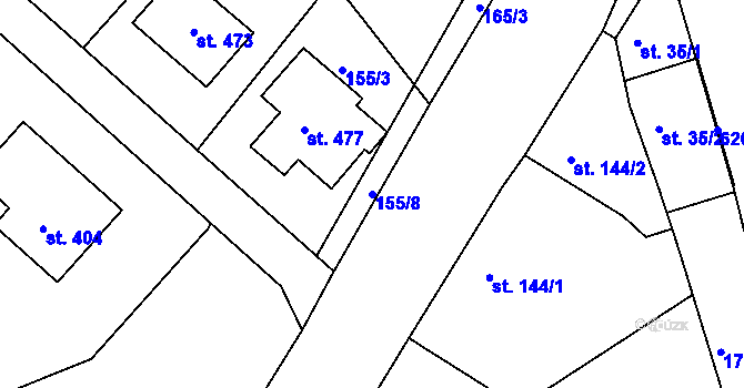 Parcela st. 155/8 v KÚ Středokluky, Katastrální mapa