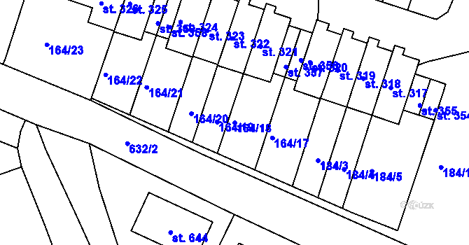 Parcela st. 164/18 v KÚ Středokluky, Katastrální mapa