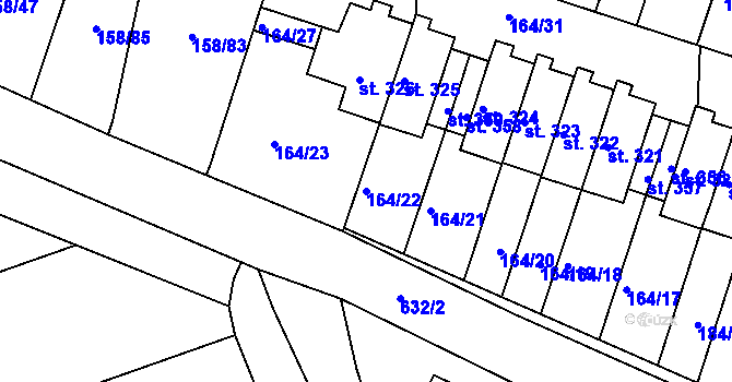 Parcela st. 164/22 v KÚ Středokluky, Katastrální mapa