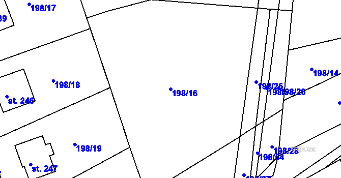 Parcela st. 198/16 v KÚ Středokluky, Katastrální mapa