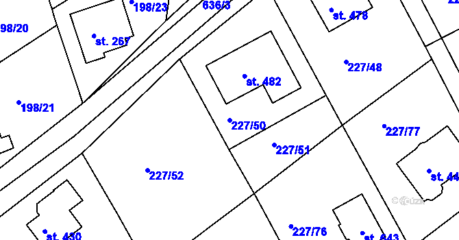 Parcela st. 227/50 v KÚ Středokluky, Katastrální mapa