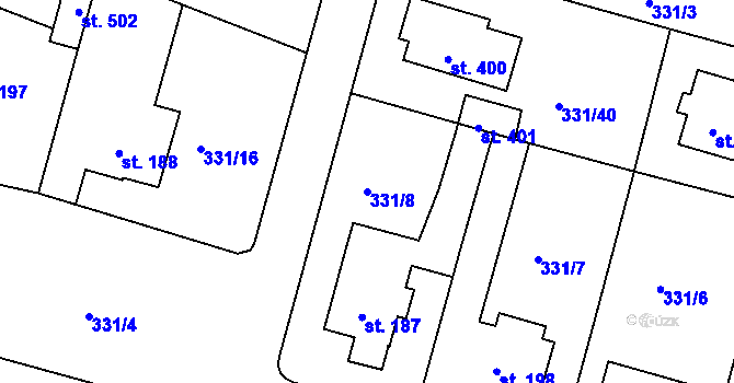Parcela st. 331/8 v KÚ Středokluky, Katastrální mapa