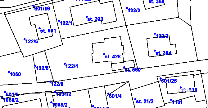 Parcela st. 428 v KÚ Středokluky, Katastrální mapa