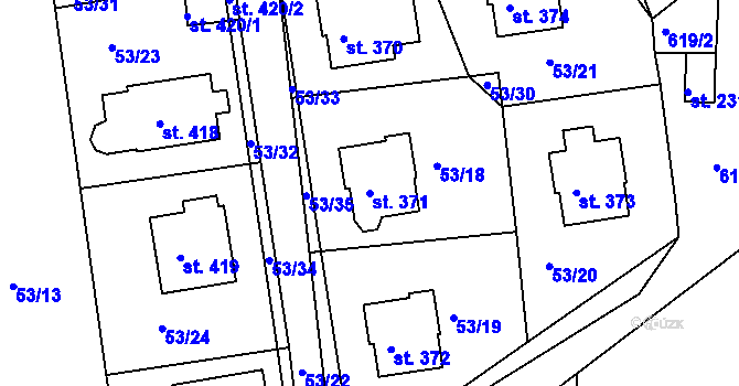 Parcela st. 371 v KÚ Středokluky, Katastrální mapa
