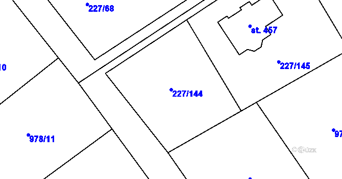 Parcela st. 227/144 v KÚ Středokluky, Katastrální mapa