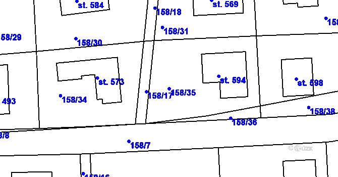 Parcela st. 158/35 v KÚ Středokluky, Katastrální mapa