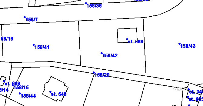 Parcela st. 158/42 v KÚ Středokluky, Katastrální mapa