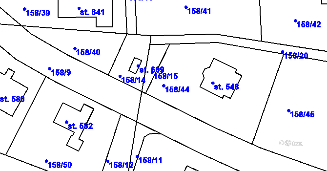 Parcela st. 158/44 v KÚ Středokluky, Katastrální mapa