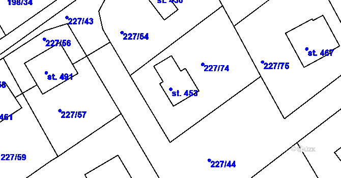 Parcela st. 453 v KÚ Středokluky, Katastrální mapa