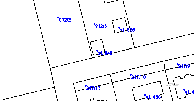 Parcela st. 648 v KÚ Středokluky, Katastrální mapa