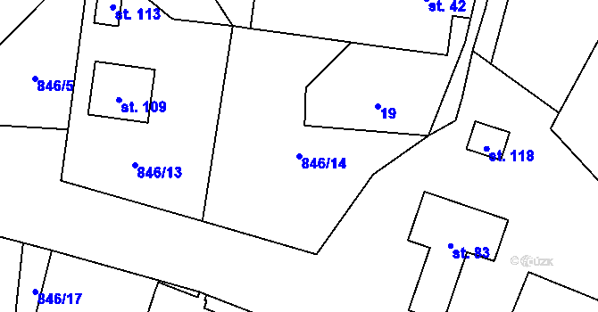 Parcela st. 846/14 v KÚ Středolesí, Katastrální mapa