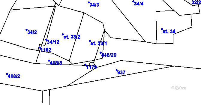 Parcela st. 846/20 v KÚ Středolesí, Katastrální mapa