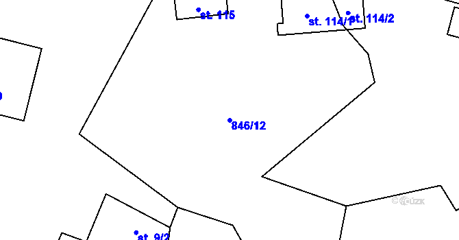 Parcela st. 846/12 v KÚ Středolesí, Katastrální mapa