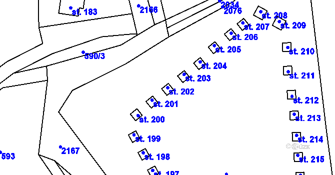 Parcela st. 202 v KÚ Střechov nad Sázavou, Katastrální mapa