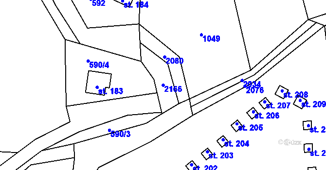 Parcela st. 2166 v KÚ Střechov nad Sázavou, Katastrální mapa