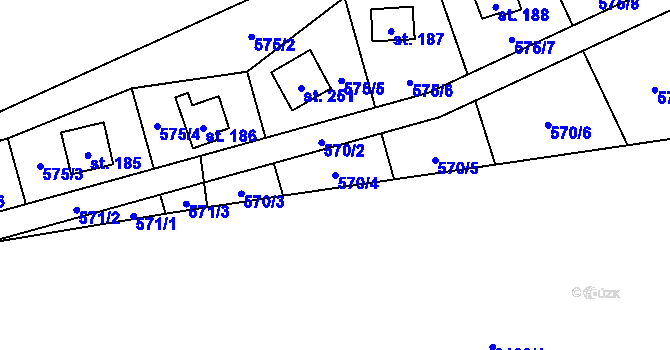 Parcela st. 570/4 v KÚ Střechov nad Sázavou, Katastrální mapa