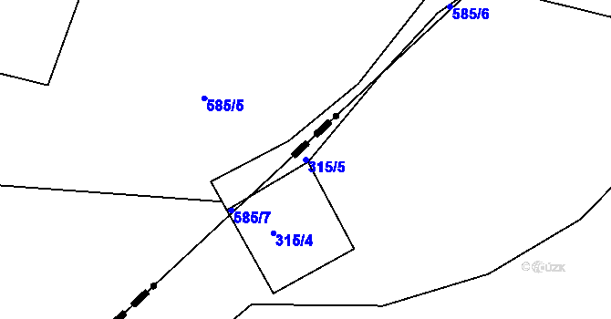 Parcela st. 315/5 v KÚ Střeleč, Katastrální mapa