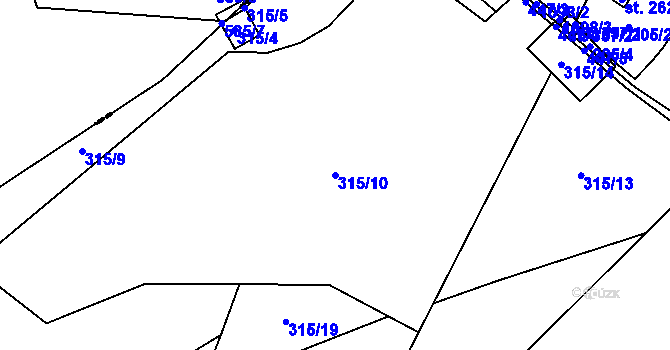 Parcela st. 315/10 v KÚ Střeleč, Katastrální mapa