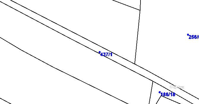 Parcela st. 437/1 v KÚ Střeleč, Katastrální mapa