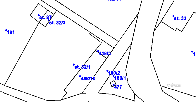 Parcela st. 448/3 v KÚ Střeleč, Katastrální mapa