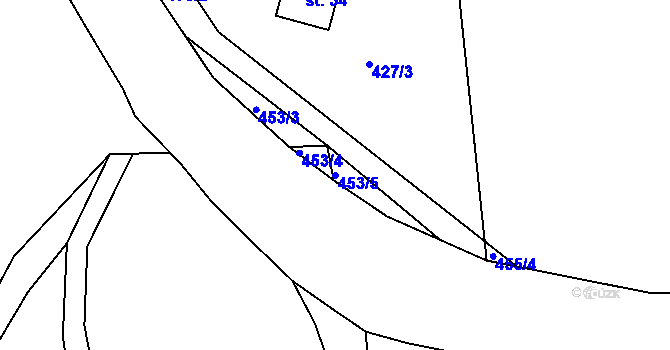 Parcela st. 453/5 v KÚ Střeleč, Katastrální mapa