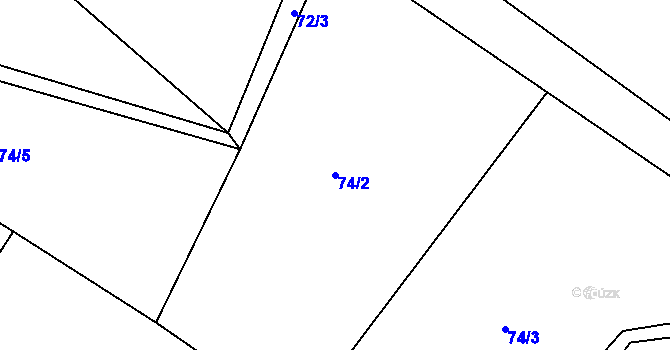 Parcela st. 74/2 v KÚ Střeleč, Katastrální mapa