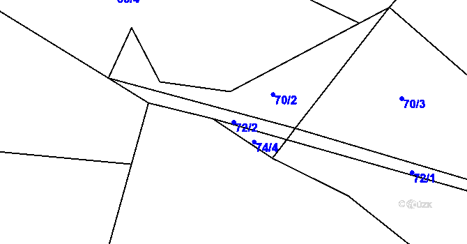 Parcela st. 72/2 v KÚ Střeleč, Katastrální mapa