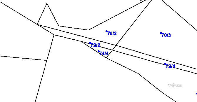 Parcela st. 74/4 v KÚ Střeleč, Katastrální mapa