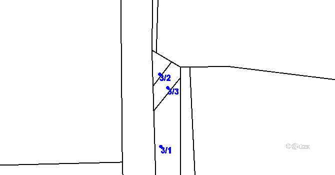 Parcela st. 3/3 v KÚ Střeleč, Katastrální mapa