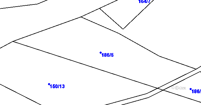 Parcela st. 186/5 v KÚ Střeleč, Katastrální mapa
