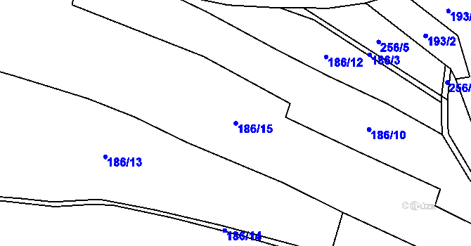 Parcela st. 186/15 v KÚ Střeleč, Katastrální mapa