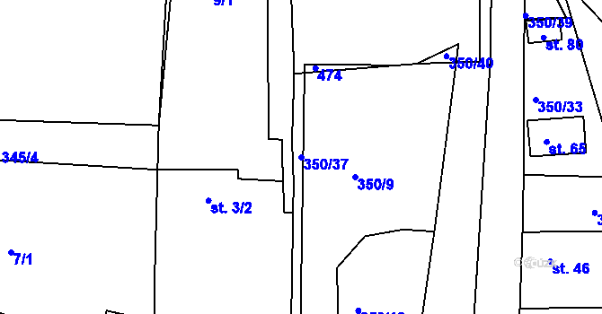 Parcela st. 350/37 v KÚ Střeleč, Katastrální mapa