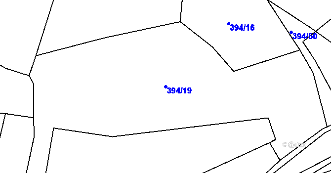 Parcela st. 394/19 v KÚ Střeleč, Katastrální mapa