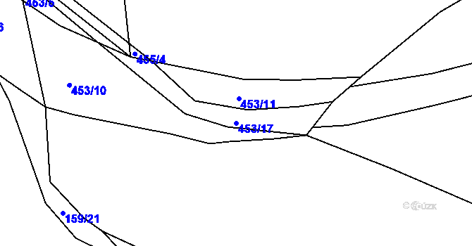 Parcela st. 453/17 v KÚ Střeleč, Katastrální mapa