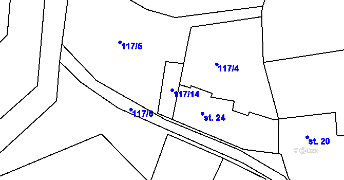 Parcela st. 117/14 v KÚ Střeleč, Katastrální mapa