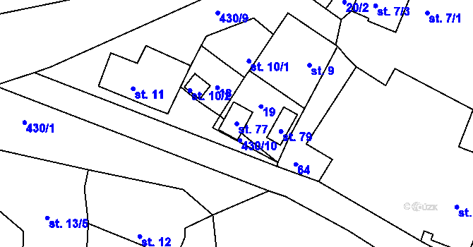 Parcela st. 77 v KÚ Střeleč, Katastrální mapa