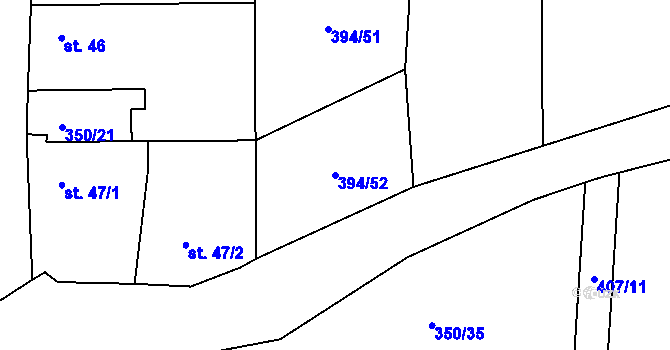 Parcela st. 394/52 v KÚ Střeleč, Katastrální mapa