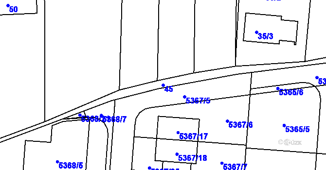 Parcela st. 45 v KÚ Střelice u Brna, Katastrální mapa